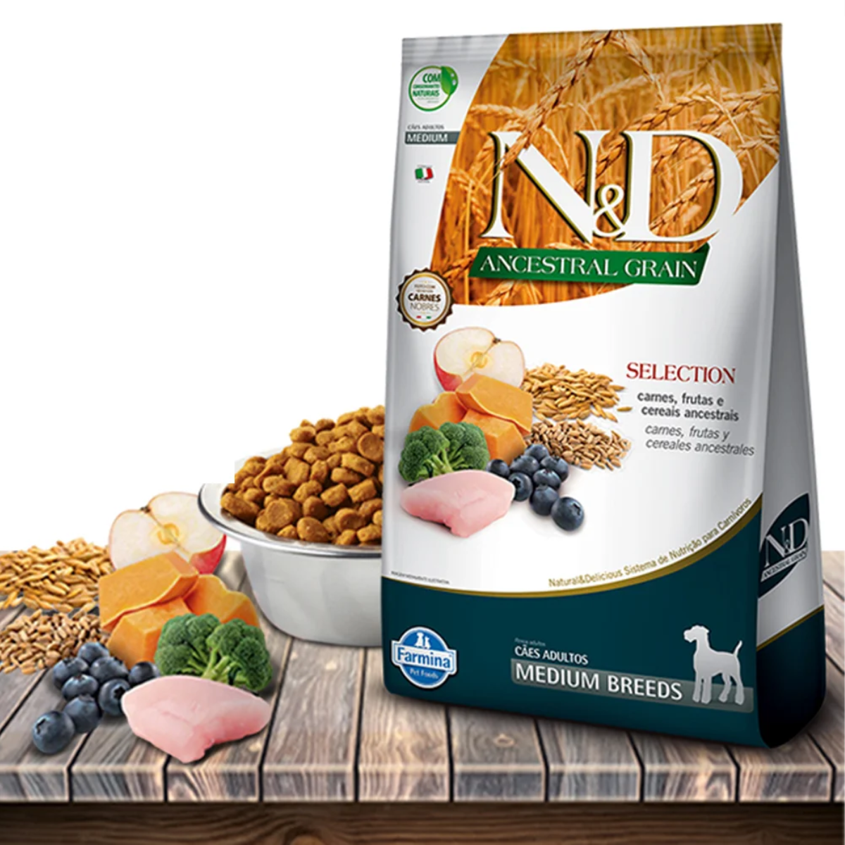 Ração N&D Ancestral Grain Cães Adultos Raças Médias – 15kg