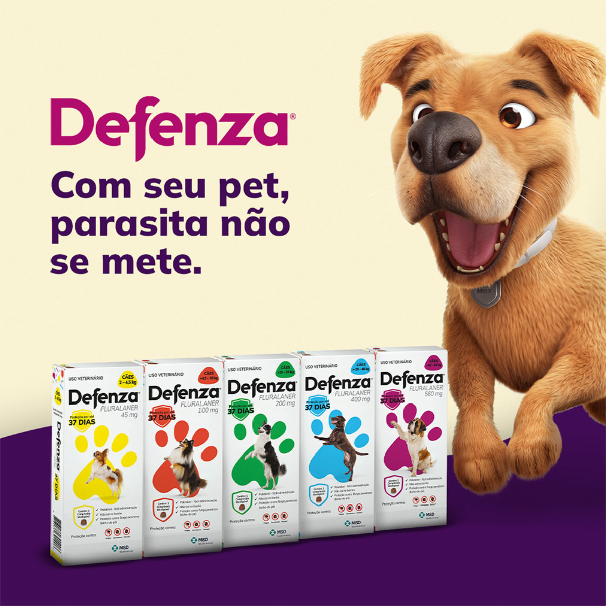 Antiparasitário MSD Defenza 45mg - Cães de 2 a 4,5 kg