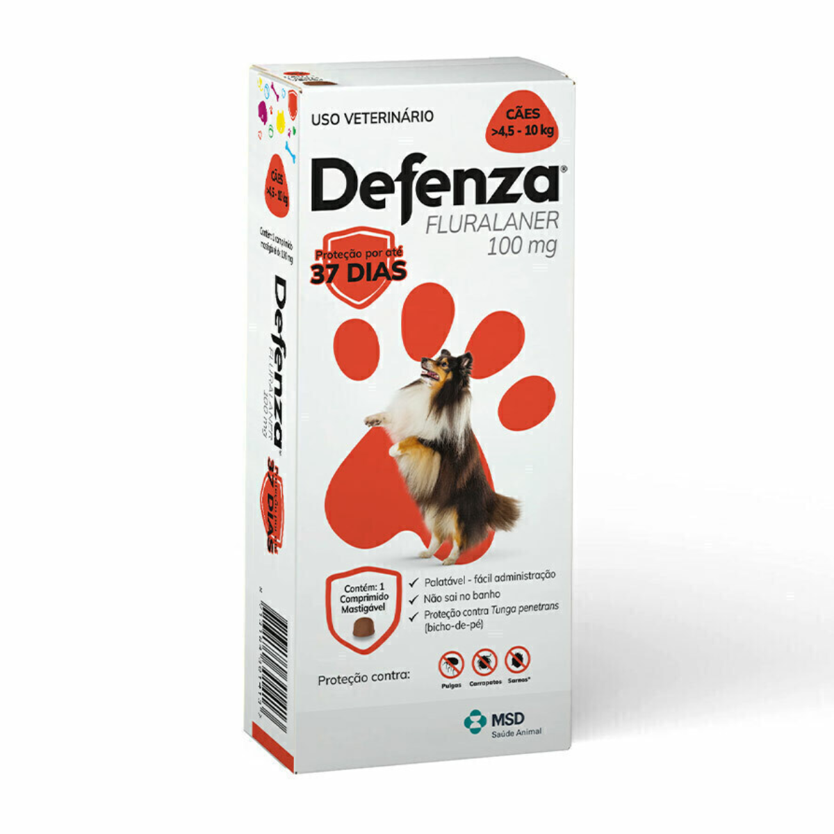 Antiparasitário MSD Defenza 100mg - Cães de 4,5 kg a 10kg
