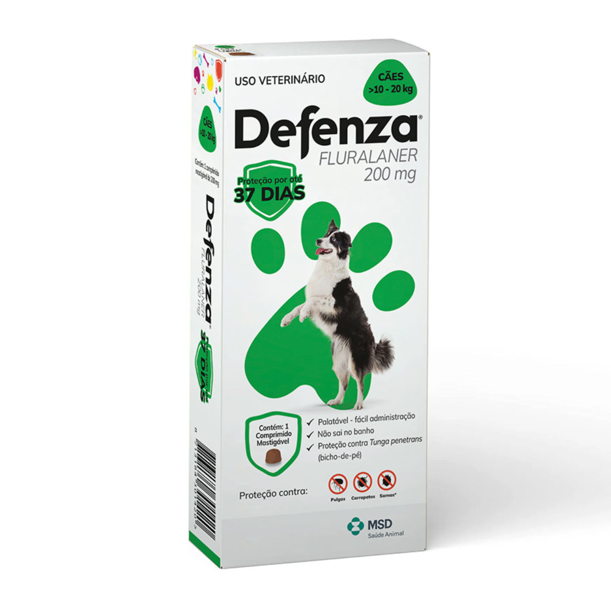 Antiparasitário MSD Defenza 200mg - Cães de 10kg a 20kg