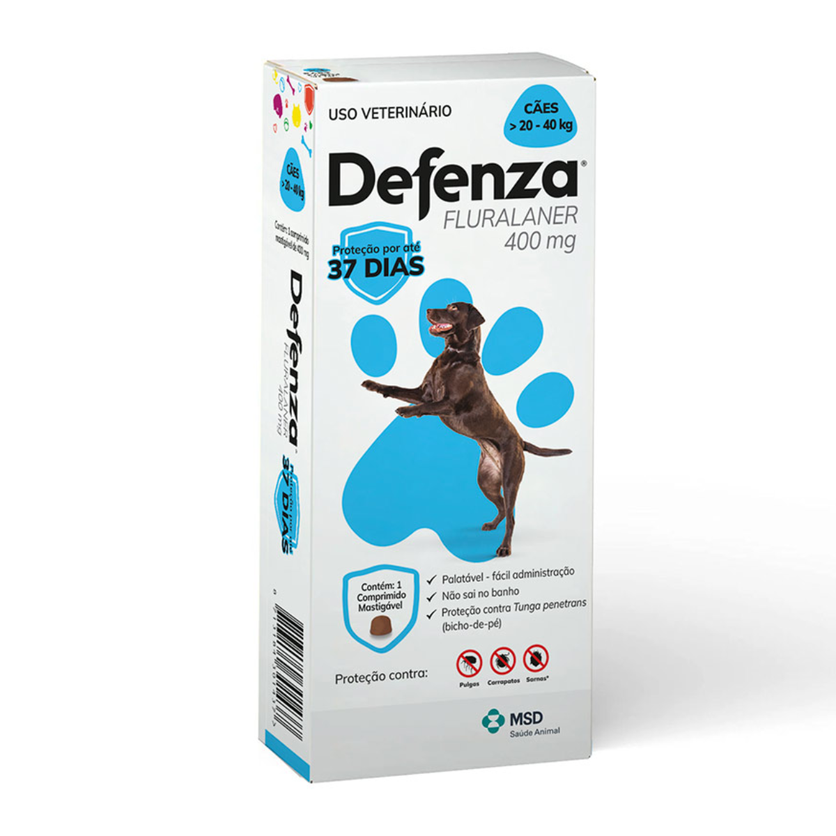 Antiparasitário MSD Defenza 400mg - Cães de 20kg a 40kg