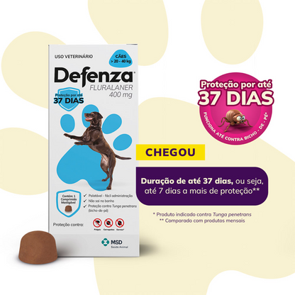 Antiparasitário MSD Defenza 400mg - Cães de 20kg a 40kg