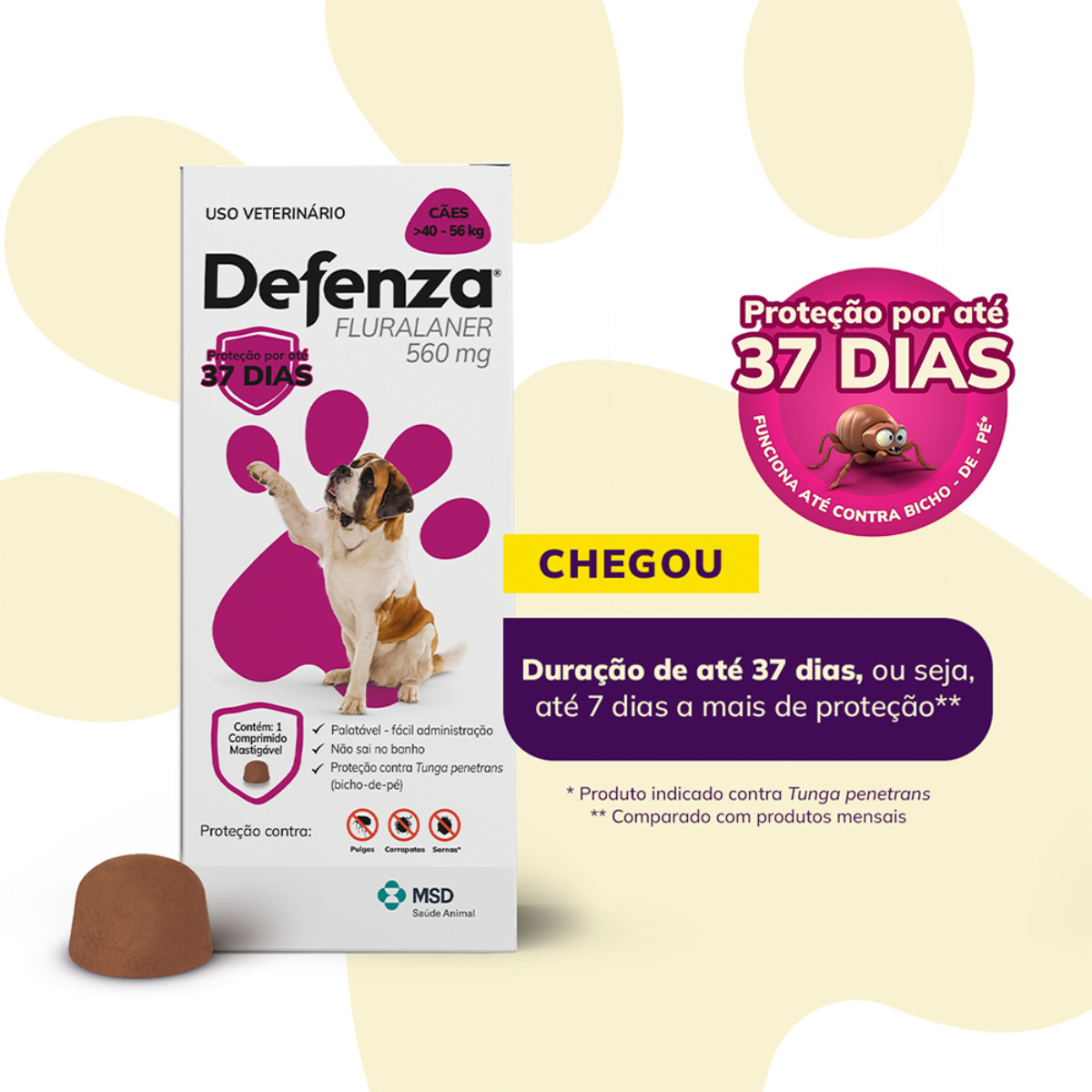 Antiparasitário MSD Defenza 560mg - Cães de 40kg a 56kg