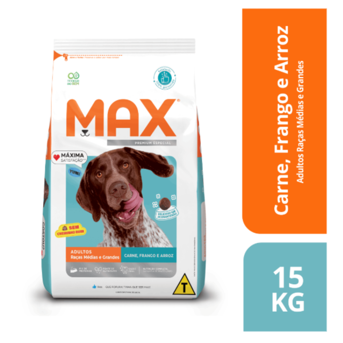 Ração Max Carne e Frango para Cães Adultos Médio e Grande Porte – 15kg