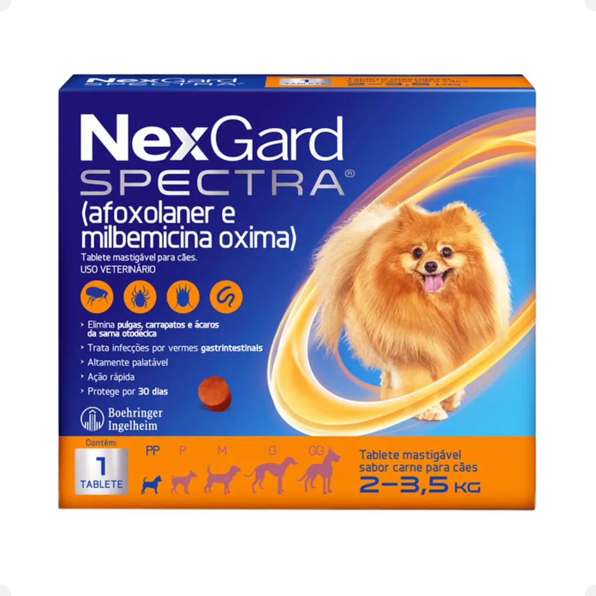 NexGard Spectra para Cães de 2,0 a 3,5kg - 1 comprimido