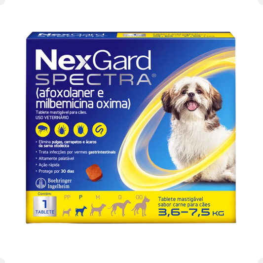 NexGard Spectra para Cães de 3,6 a 7,5kg – 1 Comprimido