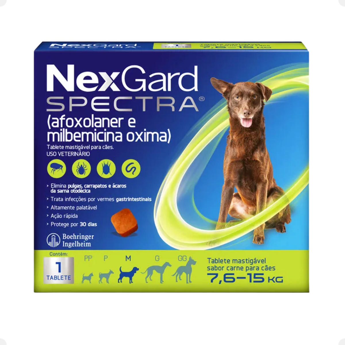 NexGard Spectra para Cães de 7,6 a 15kg – 1 Comprimido