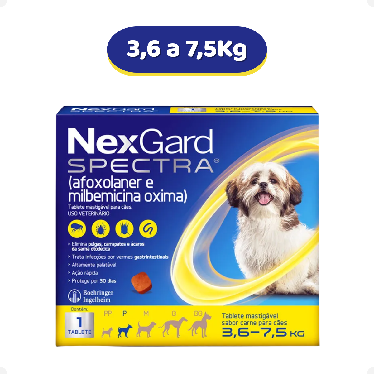 NexGard Spectra para Cães de 3,6 a 7,5kg – 1 Comprimido