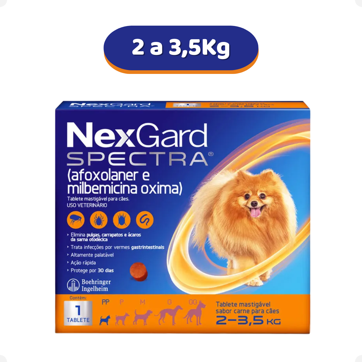 NexGard Spectra para Cães de 2,0 a 3,5kg - 1 comprimido