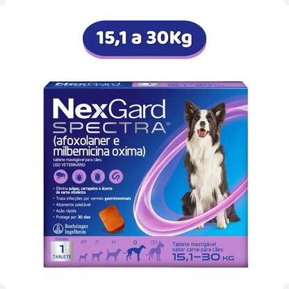 NexGard Spectra para Cães de 15,1 a 30kg – 1 Comprimido