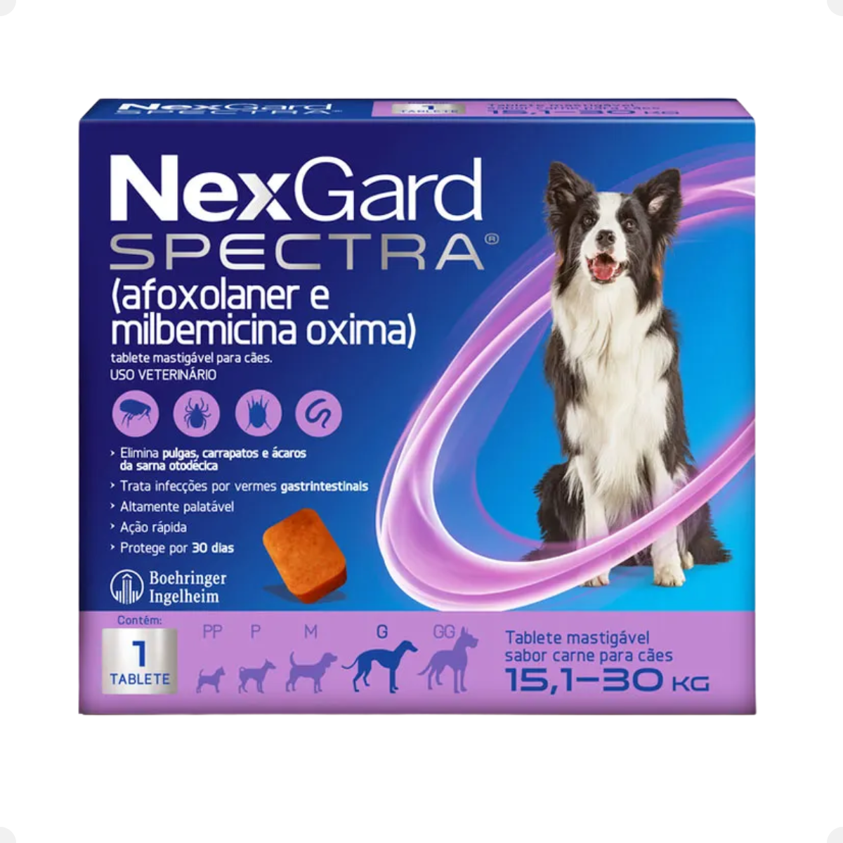 NexGard Spectra para Cães de 15,1 a 30kg – 1 Comprimido