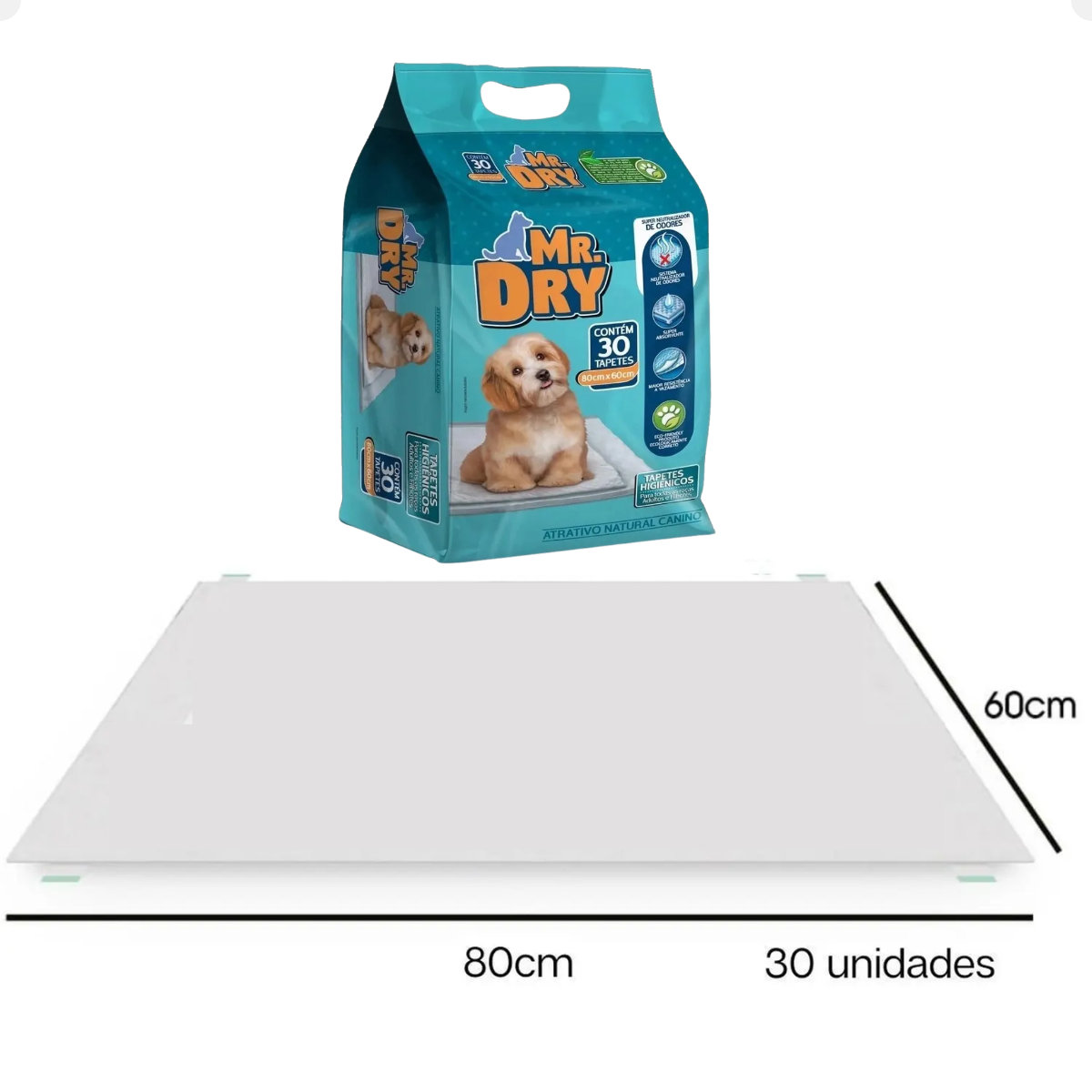 Tapete Higiênico Mr Dry 80x60cm – 30 Unidades