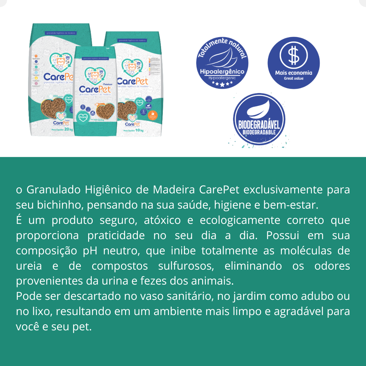 Care Pet - Granulado Higiênico de Madeira 20kg