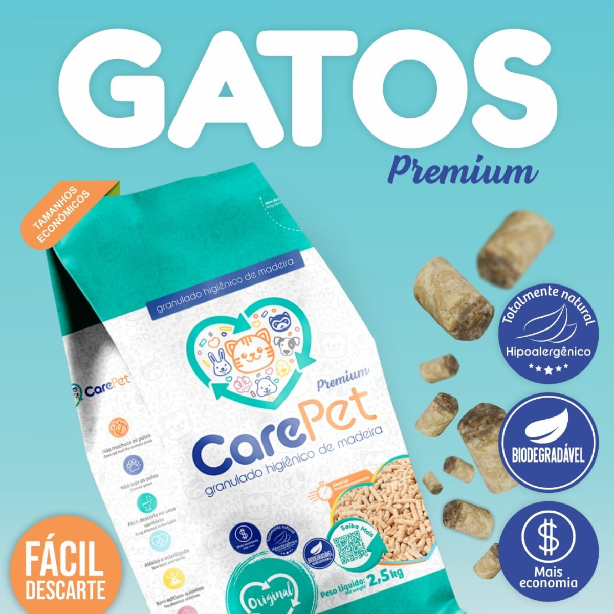 Care Pet - Granulado Higiênico de Madeira 20kg