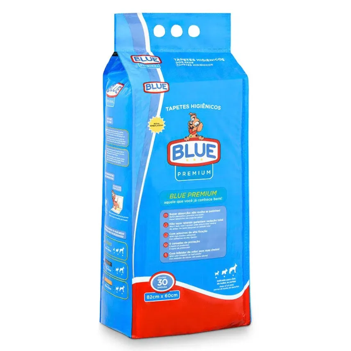 Tapete Higiênico Blue Premium 80x60cm – 30 Unidades