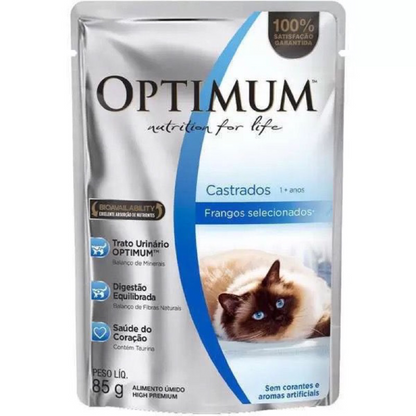 Sachê Optimum Frango para Gatos Castrados – 85g (Leve 8, Pague 7)